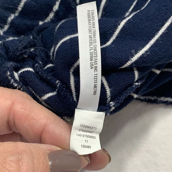 Soma WKND Women's Blue White Stripe Bamboo Blend Terry Soft Shorts Pockets M - Picture 8 of 8